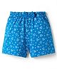 Tango Single Jersey Knit Knee Length Shorts with Heart Print & Bow Applique - Blue