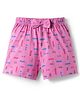 Tango Single Jersey Knit Knee Length Shorts with Confetti Print & Bow Applique - Purple