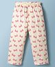 Tango Single Jersey Knit Bow Printed Three Fourth Leggings - Cream