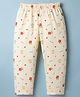 Tango Single Jersey Knit Floral Printed Three Fourth Leggings - Cream