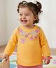 Doodle Poodle 100% Cotton Knit Full Sleeves Top with Floral Print - Yellow