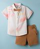 ToffyHouse Poplin Woven Half Sleeves Tie & Dye Party Shirt & Shorts Set with Bow & Suspender - Multicolor