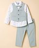ToffyHouse Poplin Woven Full Sleeves Printed 3 Piece Party Suit with Bow - Sea Green