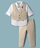 ToffyHouse Poplin Woven Full Sleeves 3 Piece Party Suit With Nautical Print - Tan