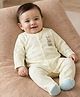 Babyoye 100% Cotton Knit Full Sleeves Star Printed Sleepsuit - Cream