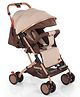 Babyhug Standard Baby Stroller with Integrated Trolley Handle - Khaki| Reclining Seat| Safety Harness| Compact Fold| Lightweight Travel-Friendly| Swivel Wheel with Lock| Rear Wheels with Brake