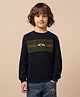US Polo Assn Cotton Knit Full Sleeves Sweatshirt with Brand Name Embroidery - Navy Blue