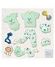Mama's Care - Sea Life - 100% Cotton Interlock theme based Gift Set - (10+3) in Sea Green color with 3 Teether & Rattles - Pack of 13 Pcs. A perfect Baby Shower Gift Hamper - 0 - 6 Months - UNISEX