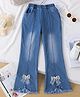 Mark & Mia Cotton Full Length Washed Jeans With Bow Applique - Blue