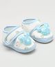 KIDSUN Sequins Embellished Cartoon Applique Detailed Bunny Printed Velcro Closure Booties - Sky Blue