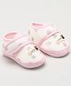 KIDSUN Bunny Face Applique Detailed Floral Printed Velcro CLosure Anti Skid Booties - Pink