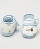 KIDSUN Bunny Face Applique Detailed Floral Printed Velcro CLosure Anti Skid Booties - Sky Blue