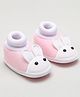 Rabbit Applique Detailed Slip On Booties - Light Pink