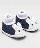 Rabbit Applique Detailed Slip On Booties - Navy Blue