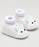 Rabbit Applique Detailed Slip On Booties - White