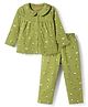 Babyhug Cotton Knit Full Sleeves Top & Pyjama Co-ord Night Suit With Floral Print - Green