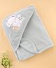 Zero Terry knit Hooded Towel With Animal Patch L 83 x B 83 cm - Light Blue
