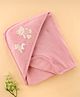Zero Terry Knit Hooded Towel With Teddy Bear Patch  l 83 x B 83 cm - Pink