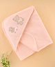 Zero Terry Knit Hooded Towel With Teddy Bear Patch  l 83 x B 83 cm - Peach