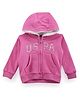 US Polo Assn Knit Full Sleeves Hooded SweatJacket with Brand Name Graphic & Kangaroo Pocket - Light Pink
