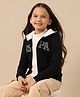 US Polo Assn Knit Full Sleeves Hooded SweatJacket with Brand Name Print - Black