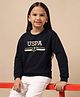 US Polo Assn Cotton Knit Full Sleeves Sweatshirt with Brand Name Print - Navy Blue