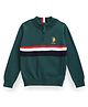 US Polo Assn Cotton Woven Full Sleeves Pullover Sweater With Stripes - Green