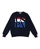US Polo Assn Cotton Woven Full Sleeves Pullover Sweater With Text Print - Navy Blue