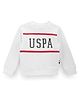 US Polo Assn Knit Full Sleeves Sweatshirt with Brand Name Print - White