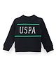 US Polo Assn Knit Full Sleeves Sweatshirt with Brand Name Graphic - Navy Blue
