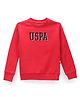 US Polo Assn Cotton Knit Full Sleeves Sweatshirt with Brand Name Embroidery - Red