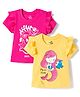 Doodle Poodle 100% Cotton Knit Half Sleeves Sea Life Theme Printed Tops Pack of 2  - Fuchsia & Yellow