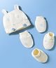 Babyoye 100% Cotton Knit Star Printed Cap Mittens & Booties Set Cream - Diameter 16 cm