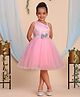 Toy Balloon Kids Net Woven Sleeveless Stars Foil Printed & Sequin Bow Detailed Dress  - Pink