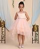 Toy Balloon Kids Net Woven Sleeveless Beads Embellished Textured High Low Dress - Peach