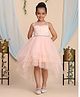 Toy Balloon Kids Net woven Sleeveless Beads & Glitter Embellished High Low Dress - Light Peach