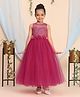 Toy Balloon kids Net woven Sleeveless Embellished  Applique Detailed Full  Length Party Wear Dress  - Fuschia Pink