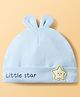 Babyoye 100% Cotton Knit Cap With Star Applique Light Blue - Diameter 15 cm