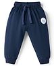 Ollypop Looper Knit Full Length Lounge Pant with Patch Detailing - Navy Blue