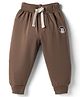 Ollypop Looper Knit Full Length Lounge Pant with Bear Patch - Light Brown