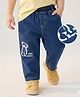 Mark & Mia Cotton Lycra Full Length Denim Jeans With Teddy Bear Graphics & Cord Detailing - Blue