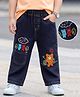 Mark & Mia Cotton Lycra Full Length Denim Jeans With Bear Embroidery - Navy Blue