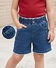 Mark & Mia Cotton Lycra Denim Shorts with Embroidery & Lace Detailing - Blue
