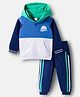 Babyhug Terry Knit Full Raglan Sleeves Cut & Sew Hooded T-Shirt & Lounge Pant Set with Explorer Print - Multicolor