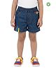 Pranava Organic Cotton Denim Stripes Embroidered Shorts - Blue