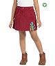 Pranava Organic Cotton Woven Sea Plant Embroidered Skirt - Red