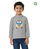 Pranava Organic Cotton Knit Full Sleeves Van Applique Detailed & Striped Tee - Navy Blue & White
