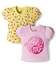 Doodle Poodle 100% Cotton Knit Half Sleeves Floral & Beach Theme Printed Tops Pack Of 2 - Light Pink & Yellow