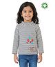 Pranava Organic Cotton Knits Full Sleeves Bicycle Printed & Striped Top - Navy Blue & White