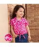 Kookie Kids Woven Half Sleeves Shirt Style Top With Floral Print - Pink